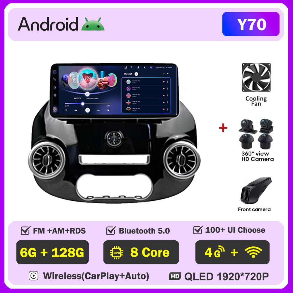 Android 12.3 Inch For Mercedes Vito W447 2014-2022 Car Radio Multimedia Video Player GPS Radio 5G CarPlay Navigation WIFI GPS BT