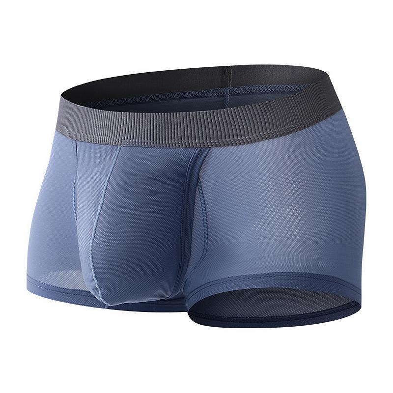 Men's Summer Thin Sexy Side Opening Ice Silk Breathable Comfortable Flat Angle Briefs