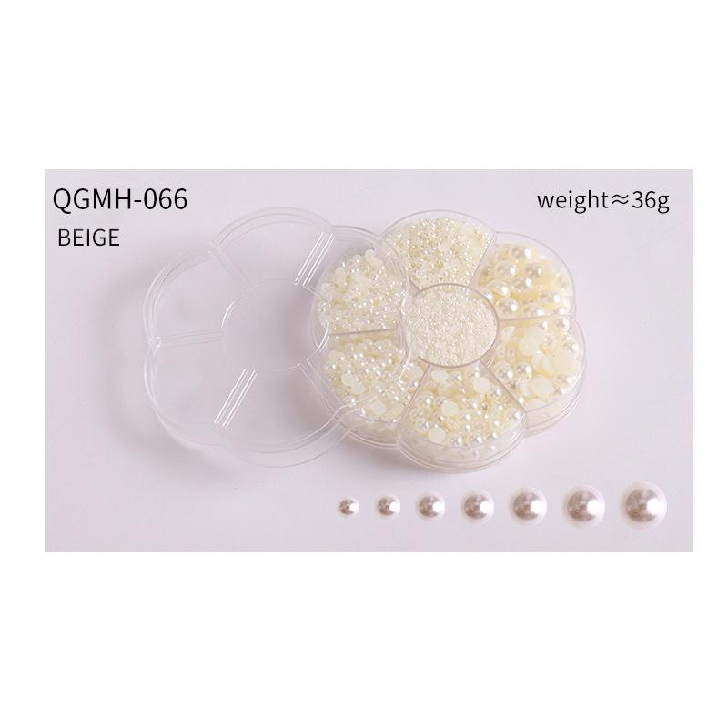 Nail Art Jewelry Plum Blossom Abs Semicircle Nail Art Pearl Jewelry Flat Bottom Diamond Nail Art Ornament