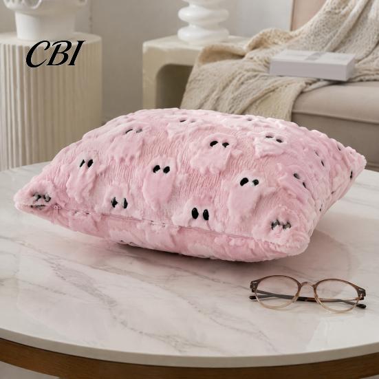 Halloween Party Supplies Ghost Cushion Cover, Plush Embroidered Throw Pillow 18x18 Cute Cover Inch Case for Home Sofa Bed Decor Holiday Covers