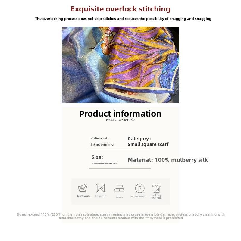 Silk summer versatile colorful printed scarf shawl fashionable neck scarf square scarf 100% mulberry silk scarf
