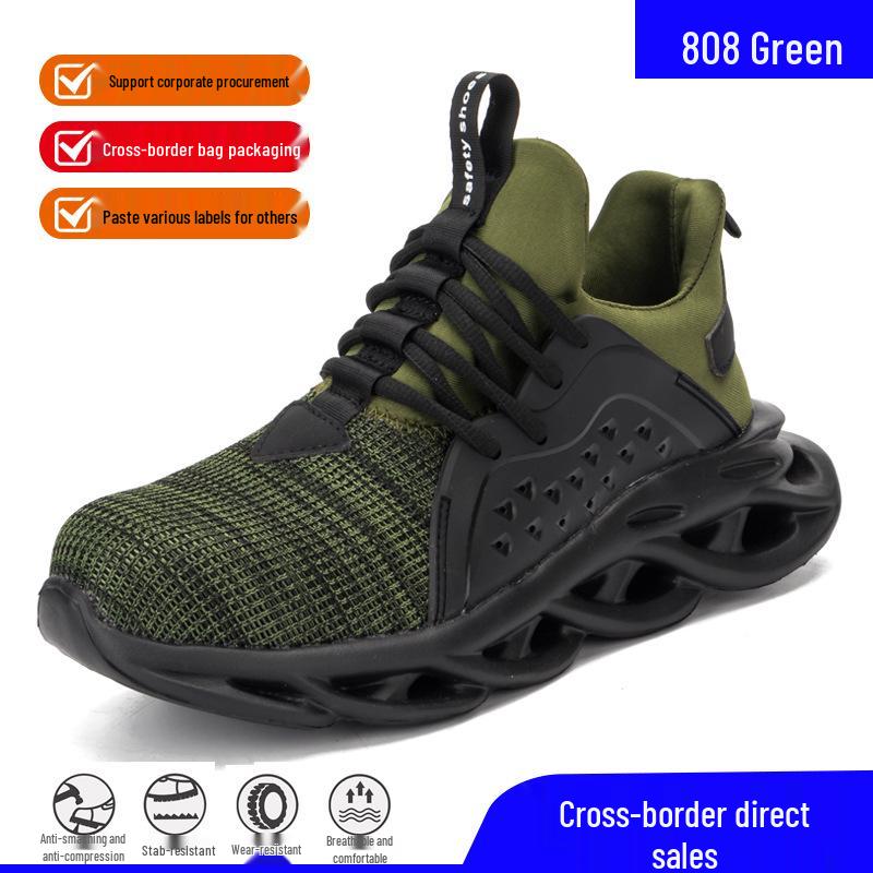 Summer Breathable Anti-smash Anti-puncture Safety Shoes with Lightweight Shock Absorption and Comfortable Flying Woven Upper