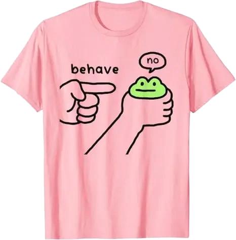 Dishonest Frog Funny Unisex Behave No Cartoon Design Printed Tshirt Y2k Cute Frog Comics Aesthetic Clothes Sarcastic Joke Tee