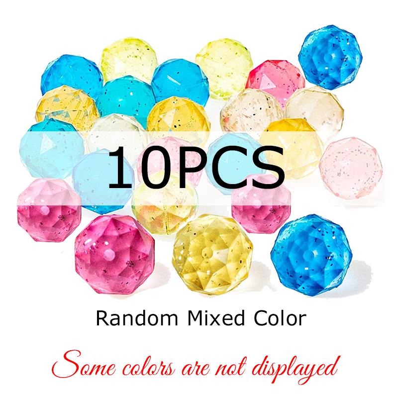 

10/15/20PCS Random Color Bouncing Balls Creative Diamond Style Elastic BallsIndoor Outdoor Chasing Game Pet Interactive Prop ZYF 25mm Size