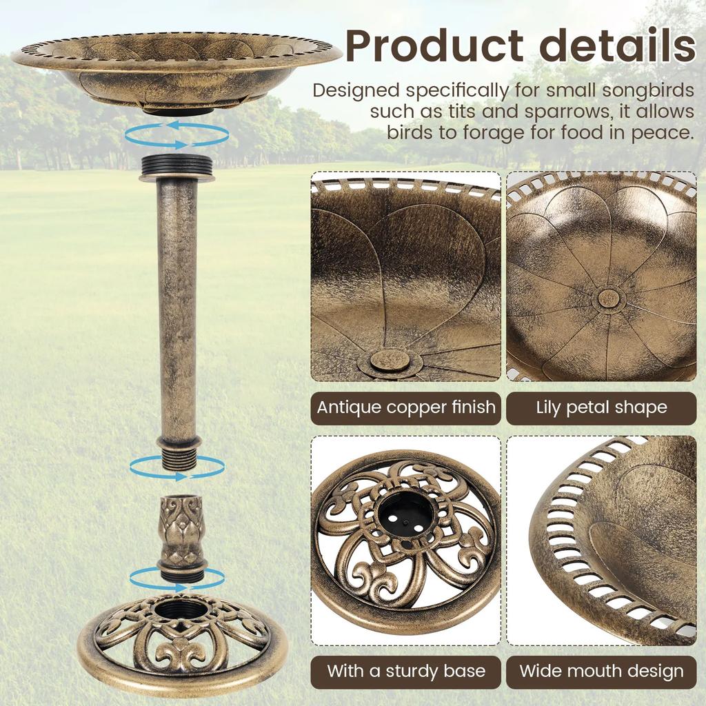 Vintage Bird Bath Feeder Bowl for Outdoor Garden Decor Courtyard Parrot Hummingbird Wild Birds Feeding Watering Supplies