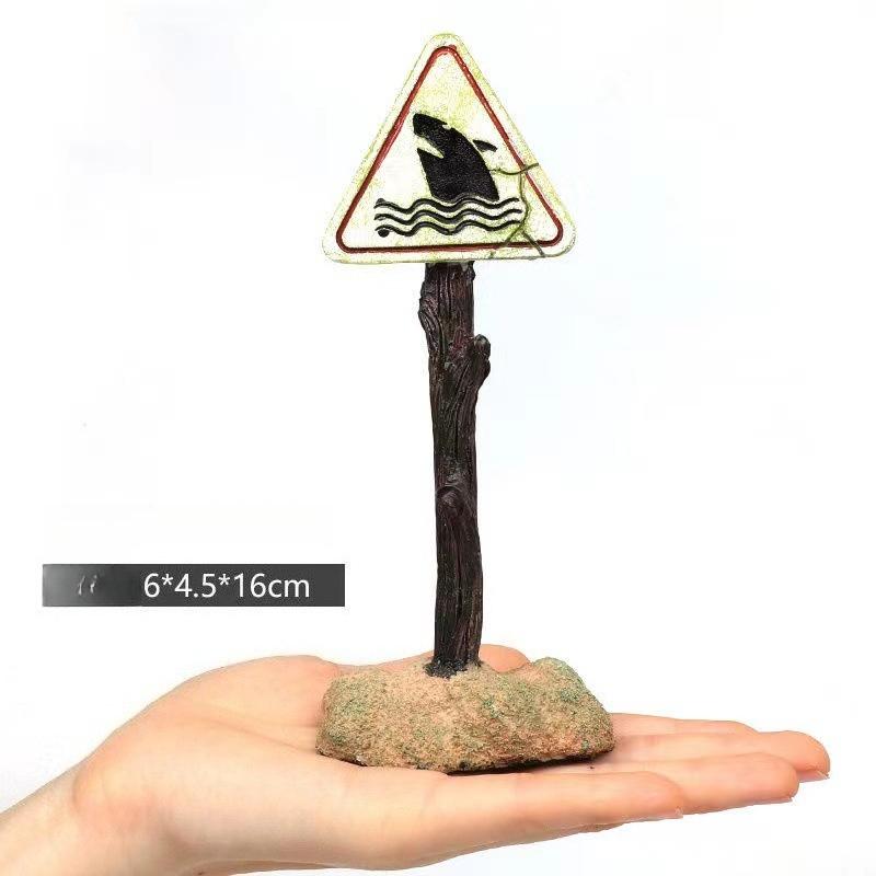 1Pc Resin Aquarium Decoration Ornaments Artificial Shark Warning Sign Landscaping Accessories for Fish Tank Aquarium Background