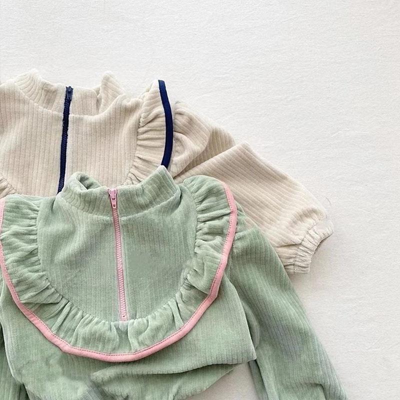 Girl Clothing Set Korean Autumn Corduroy Girl's Suit Sweater Pants Fashionable Small Fragrance Girl's Two Piece Set