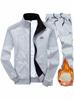 Men's Plus Velvet Thick Warm Embroidered Cardigan Two-Piece Set for Dad and Seniors