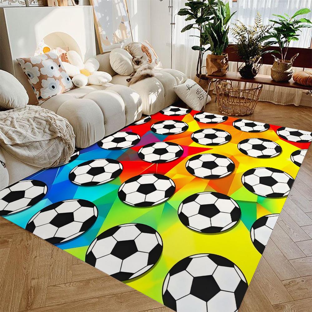 Football Area Rug Soccer Floor Decor Washable Carpet for Living Room Bedroom Kid Room Gamer Room Stylish Sports Themed Rug