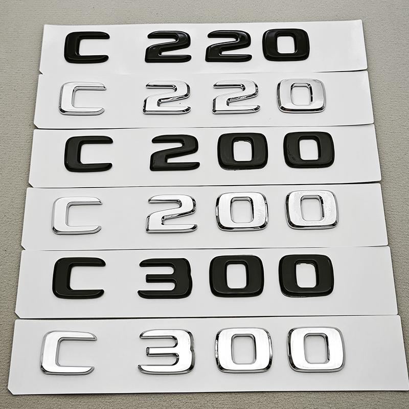 3D ABS Car Letters C200 C220 C250 C300 Logo Rear Trunk Badge Emblem Sticker For Mercedes Benz C Class W201 W202 W203 W204 W205