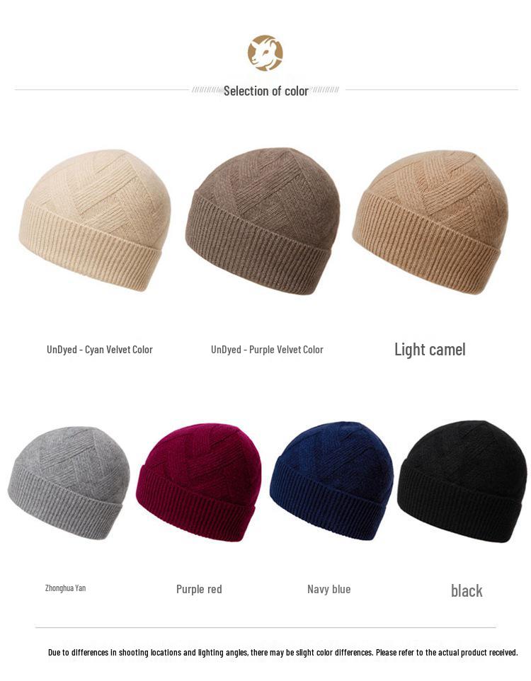 100% Pure Cashmere Unisex Hat: Warm, Fashionable, Knitted with Ear Protection for Autumn/Winter