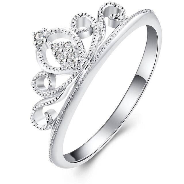 

Кольцо из стерлингового серебра 925 пробы с короной, милые милые Королевские нежные кольца с прозрачным цирконом для женщин и девочек, подарки, модные изящные ювелирные изделия 7