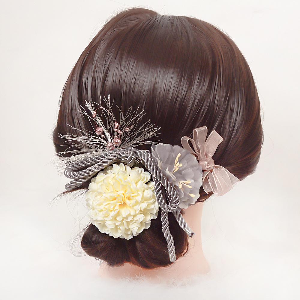 

Handmade Japanese Hair Clip Set: U-Shaped Clips, Silk Gauze Bows & Floral Accessories