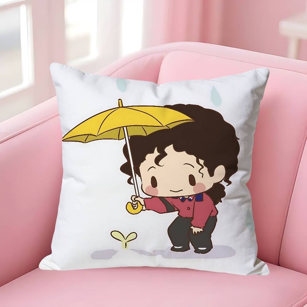 Lindas Fundas de Almohada Chibi de Michael Jackson para Dormitorio Sala de Estar Sofá Decoración del Hogar Funda de Cojín de Poliéster con Cremallera