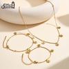EFFIE QUEEN Stainless Steel Classic Flower Necklace Cute Flower Charm Clavicle Neck Chain Waterproof Wedding Jewelry STKN28