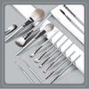14-Piece Personal Makeup Brush Set Silver-Grey With Leather Pu Case Soft Smooth