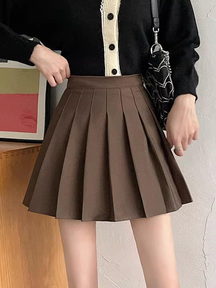 Women's Summer High Waist A-line Pleated Skirt - College Style Ice Silk Midi Skirt