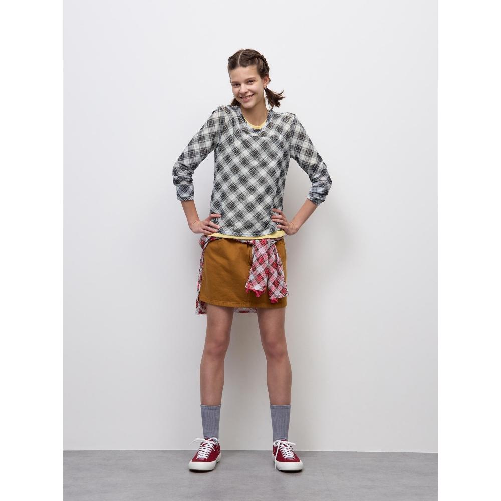 Gu By Uniqlo Sheer Check T  Long Sleeve  Pf