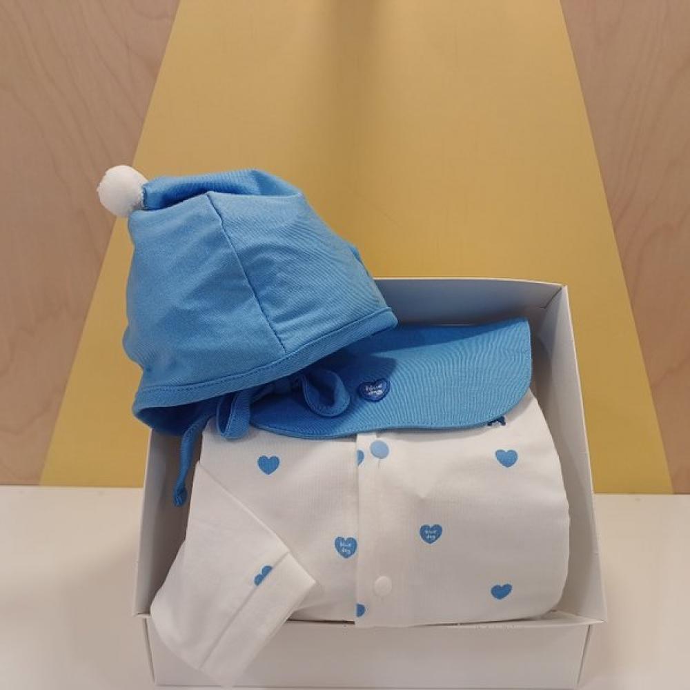 

Bluedog Baby Heartbamboo Romper Hat Gift Set 45a70 041 02+45a70 010 02 Blue/6 months (75)
