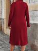 2025 Autumn/Winter European Plus Size Women's Round Neck Zippered Striped Dress
