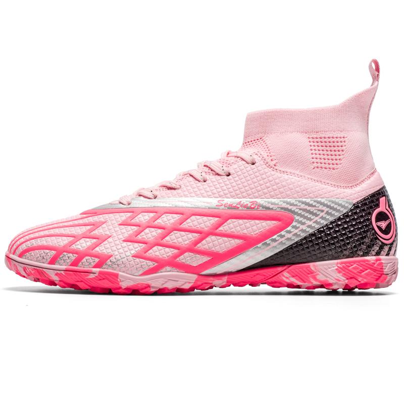 

Мужские высокие эластичные носки футбольные бутсы резиновая мягкая подошва с короткими гвоздями искусственный газон кожа подростковые детские футбольные бутсы 36 розовый