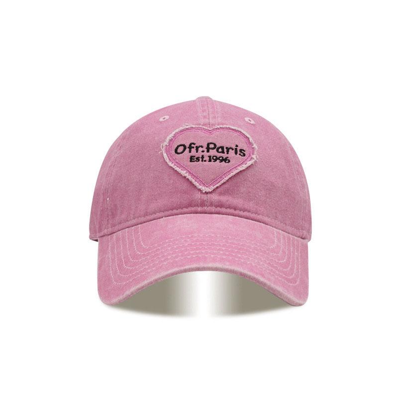Heart Letter Embroidery Baseball Cap For Women Washed Cotton Snapback Sun Hat Spring Summer Ajdustable Girl Peaked Caps