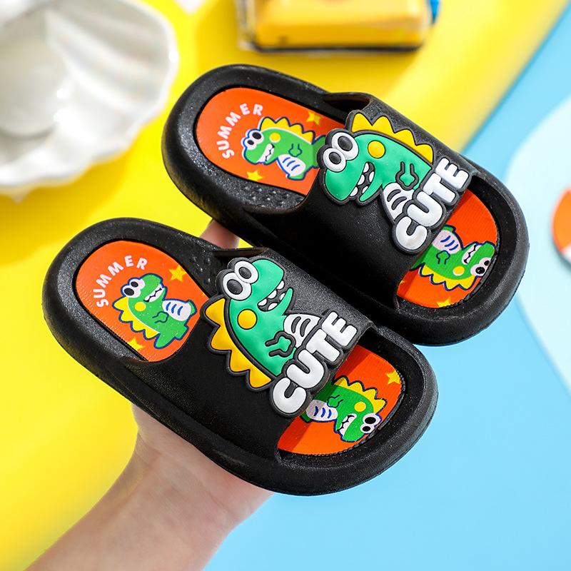 Soft Cartoon Cute Dinosaur Slippers Platform PVC Cartoon Animal Slippers Solid Anti Slip Children's Bathroom Sandals Girls