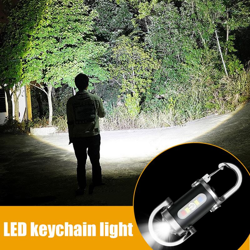 USB Rechargeable Keychain Light Small Camping Emergency flashlight Powerful LED Key Chain Lamp Pocket Torch for Outdoor Hiking