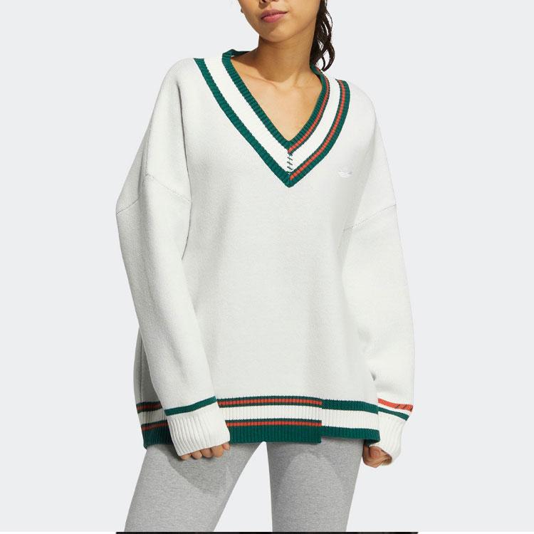 adidas Originals Women's Varsity V-Neck Knit Sweater White Female HS9521