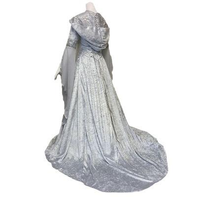 Corsetto con Cappuccio Medievale Rinascimentale Abito da Sposa Costume Cosplay da Donna Halloween Gioco di Ruolo Lunga Vestaglia