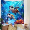 Cute Sea Turtles In Vibrant Ocean Scene Patterned Tapestry Decorative Wall Hanging, Home Bedroom Living Room Decor