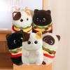 Neues Niedliches Burger-förmiges Katzen-Plüschkissen Mollige Kaliko Siamkatze & Schwarze Katze Plüschtiere Weiche Puppe Zum Umarmen Sofa Bett Dekoration