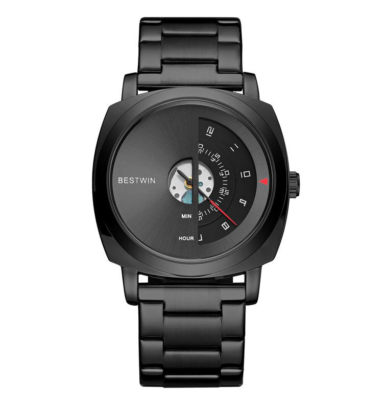 Fashion BestWin Unique Creative Men's Watch Gold Full Stinaless Steel Sports Waterproof Quartz Pointer Folding Buckle Watch