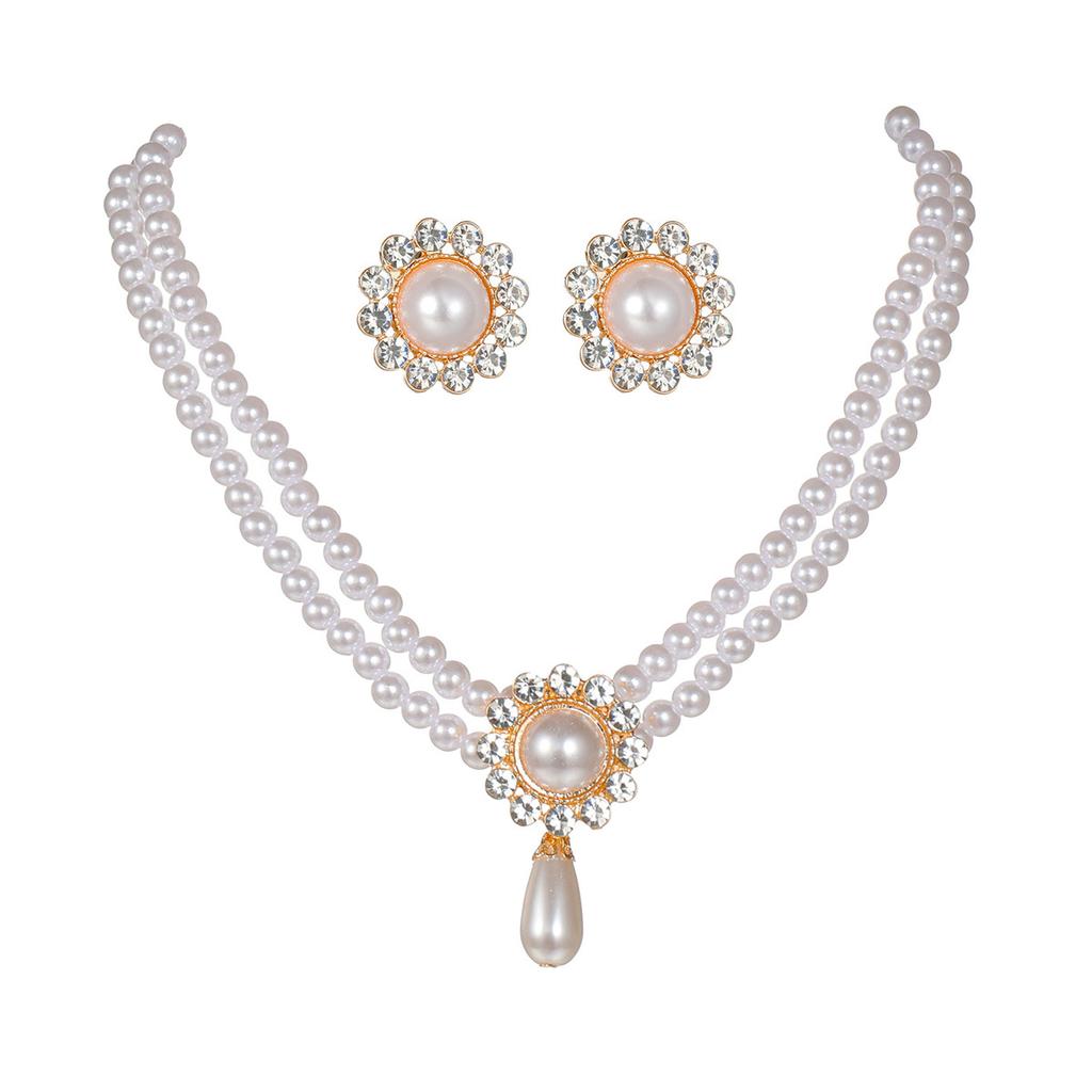 Special-Shaped Imitation Baroque Pearl Necklace Earrings Set Women'S Light Luxury Niche Simple Collarbone Chain Accessories Neck Chain