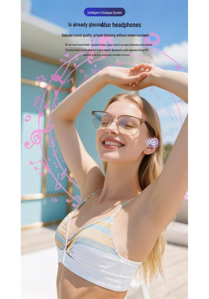 AI-Powered Bluetooth Translation Glasses: Real-Time 100+ Language Support, Music & Calls
