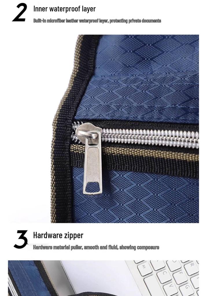 Customizable Zipper Briefcase: Document & Cigarette Case, Thickened Conference Handbag, with Printed Logo Capability.