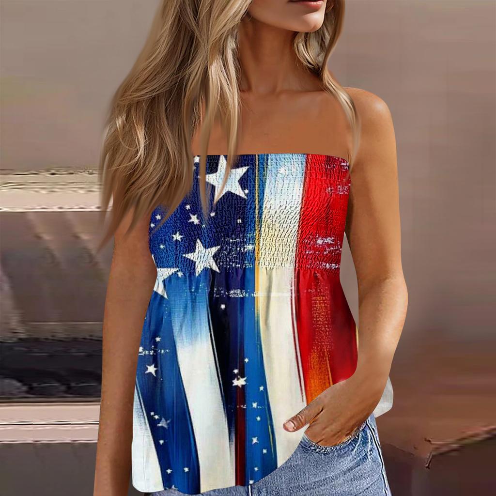 Tube Tops For Women,Cute Sexy Off Shoulder Print Sleeveless T-Shirt