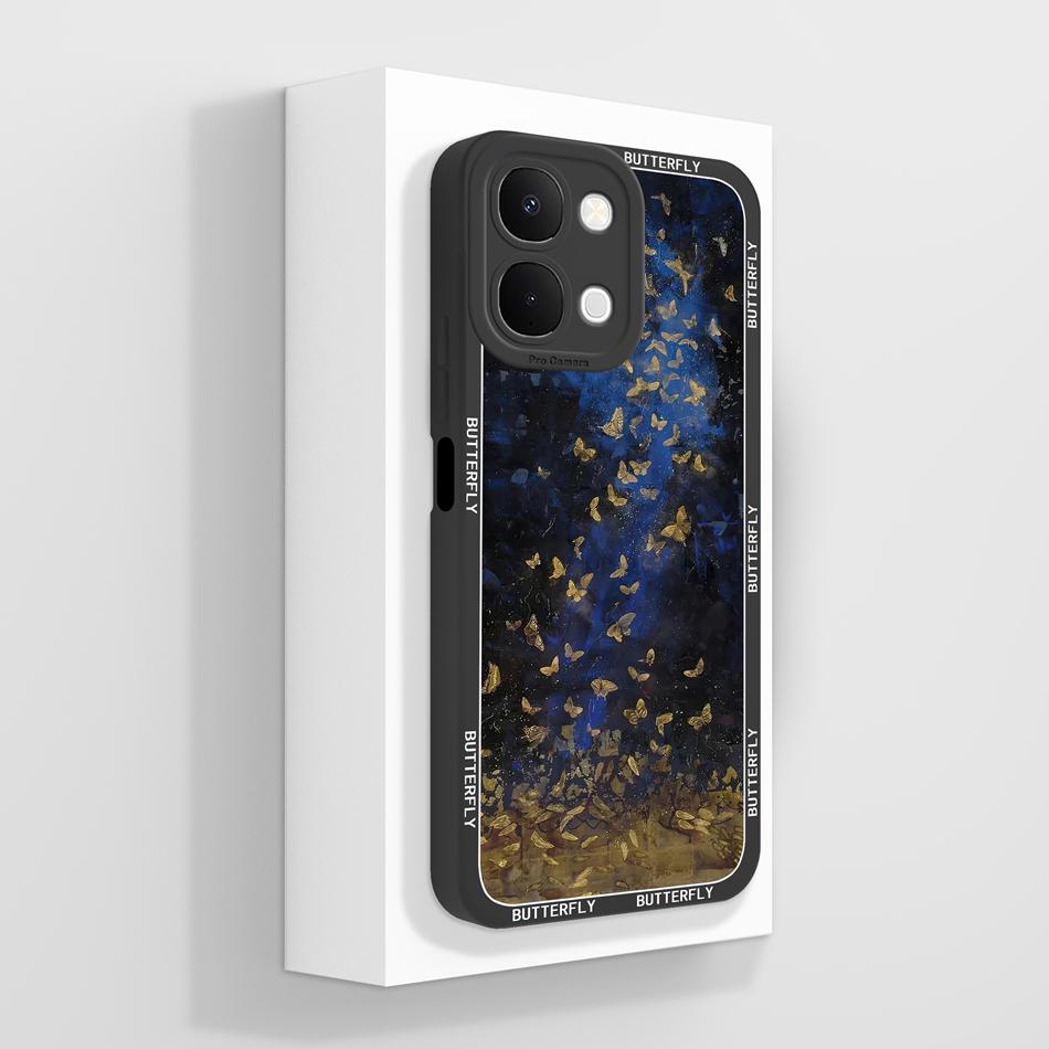 

For Vivo Y31D Y500i Case Luxury Butterfly Soft Liquid Silicone High Quality Phone Funda For Vivo Y 31d Y 500i Lightweight Bumper vivo Y500i (5G)