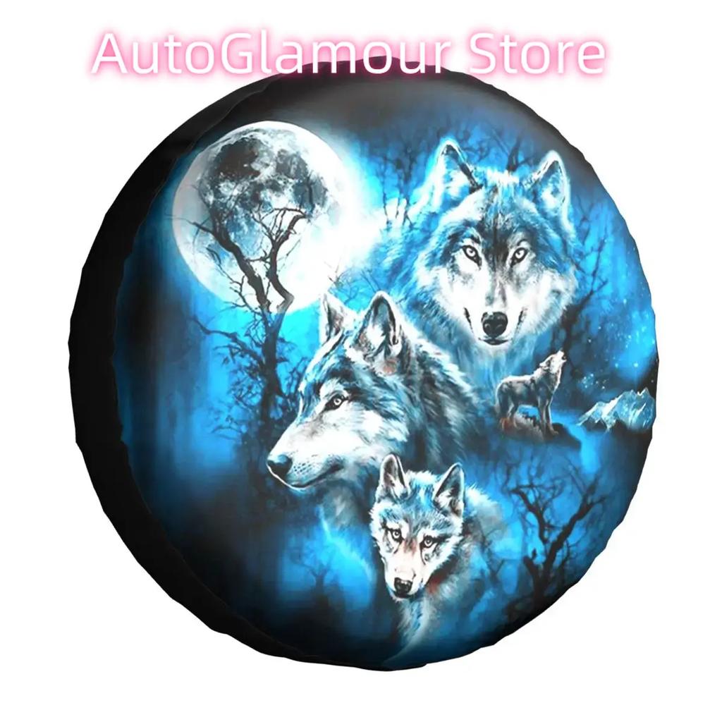 3D Moon Wolf Outdoor Spare Tire Cover for Prado Land Cruiser SUV 4WD 4x4 Car Wheel Protectors Accessories 14" 15" 16" 17" Inch