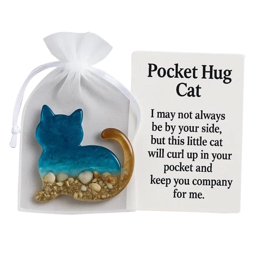 Pocket Hug Dachshund/Cat/Turtle, Handmade Blue Ocean Sand Design Cute Animals Dog Cat Pocket Hug Token Gifts for Friend Family