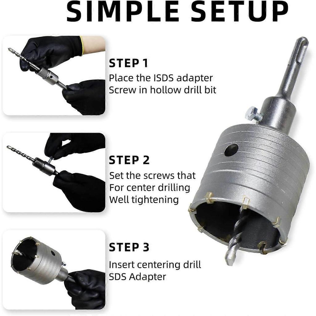 Hole core bit 65mm, hole saw core bit 8x110mm drilling crown with SDS plus adapter