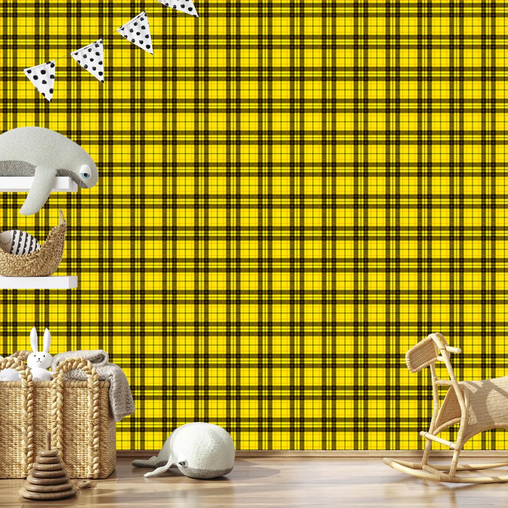 Yellow and ochre checkered wallpaper, yellow background for living room and bedroom 50x1000