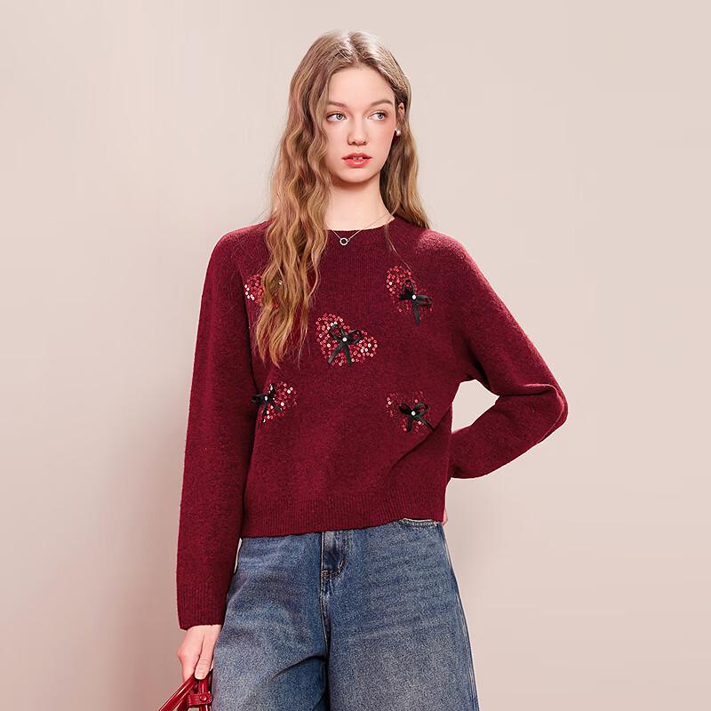 Betu Women's Festive Sequin Bowknit Slimming Top