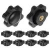 10pcs Star Knobs M4 Female Threaded 25mm Head Plastic Non Through Hole Brass Screw Clamp Handle Threaded Knob Black