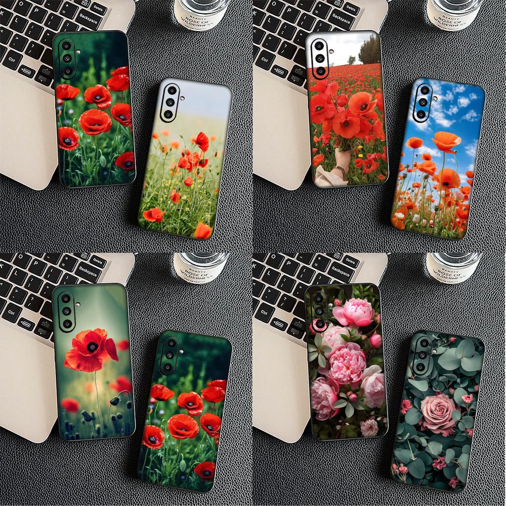 Cover for Samsung Galaxy S22 S21 S20 Fe Ultra S9 Plus + A13 A22 M21 M31 M55 M15 Phone Case Peony Rose Poppys Flower Bloom