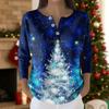 Women's Fashion Long Sleeve Christmas Snowflake Print Top Elegant Casual Top