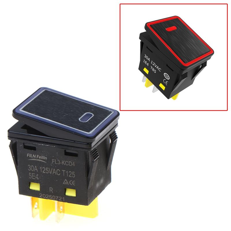 

30A 110V 220V Heavy Duty Dpst Ip67 4 Pin Sealed Waterproof T85 Auto Boat Marine Toggle Rocker Switch With Led Light красный