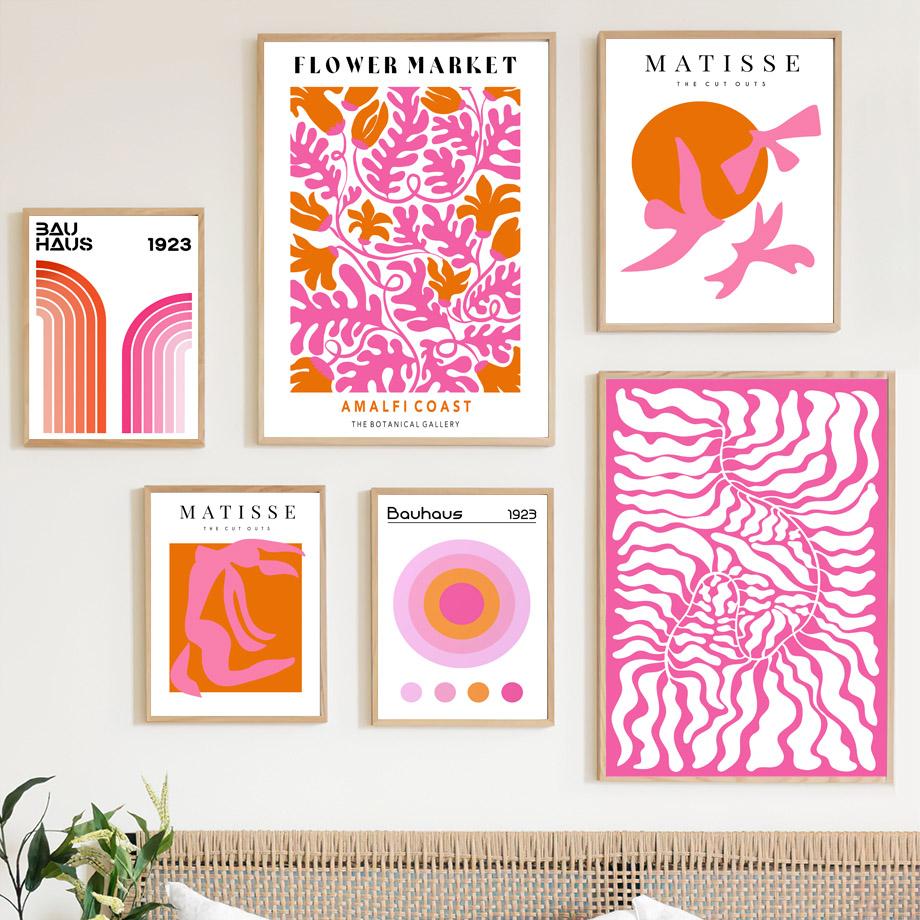 Pink Orange Matisse Flower Market Bauhaus Geometry Wall Art Canvas Painting Posters And Prints Pictures For Living Room Decor