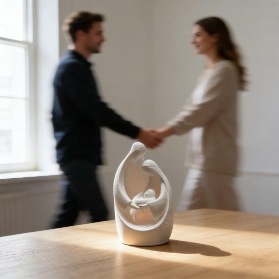 Family of 3 Figurine 3D Printed Parents And Kids Statue Modern Sculpture for Living Room Bedroom Shelf TV Stand Decor