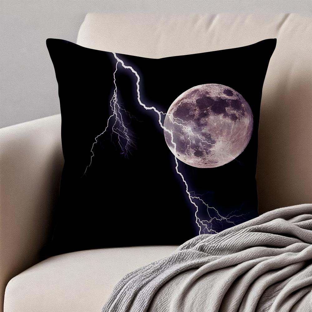 night lLightning Cushion Cover Pillowcase Antidustmite Invisible Zipper Short Plush Sofa Cushion